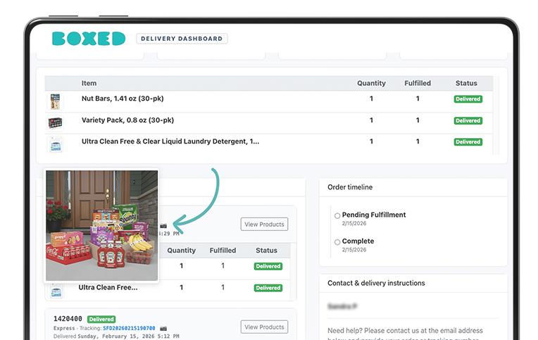 Delivery dashboard showing delivery photo confirmation