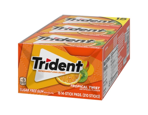 Trident Sugar Free Gum Tropical Twist 14 ct (15-pk)