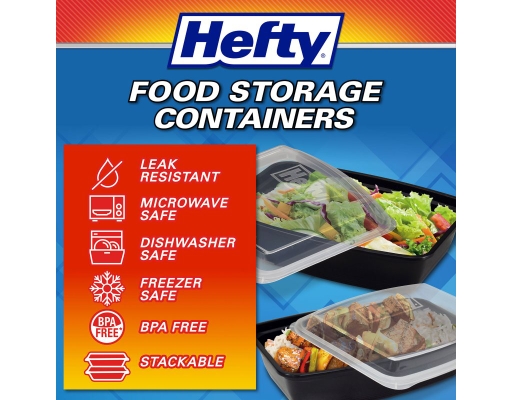 Hefty Food Storage Containers with Lids, 28 oz., 60 count