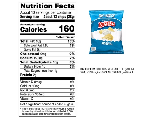 Original Potato Chips,15.625 oz. Ruffles image 1