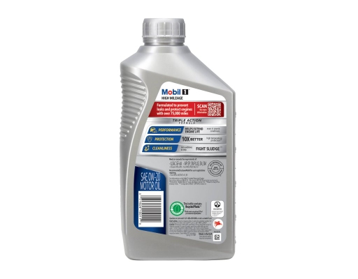 Mobil 1 High Mileage Advanced Full Synthetic Motor Oil 0W-20 1