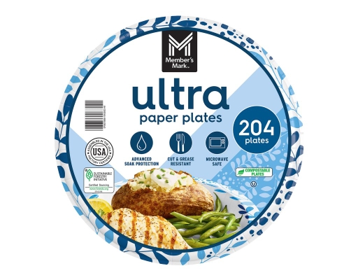 Member's Mark Ultra Dinner Paper Plates, 10