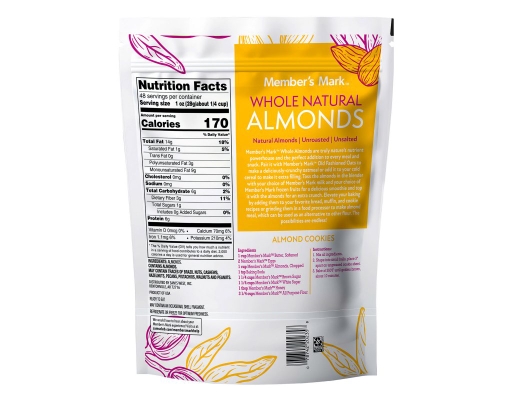 Natural Whole Almonds, 3 lbs. Member's Mark image 1