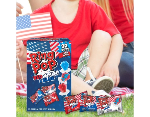 Ring Pop Red, White, And Blue Variety Pack, 32 count