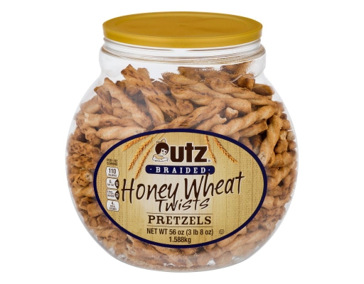 Utz Honey Wheat Braided Pretzels Barrel, 56 oz.