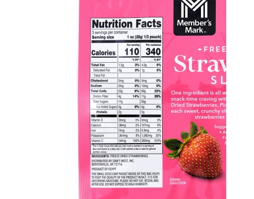 Member's Mark Freeze Dried Strawberry Slices, 3 oz.