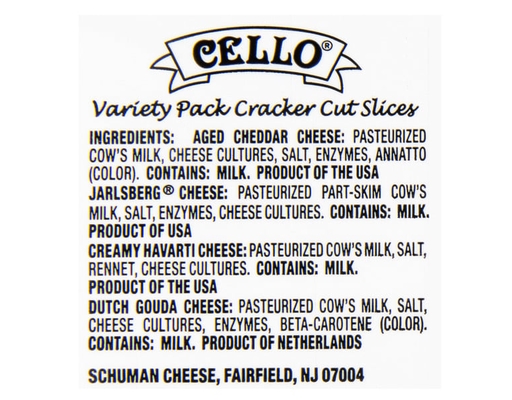 Cello Variety Pack, Cracker Cut, Premium Sliced Cheeses, 2 lbs