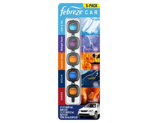 Febreze Car Air Freshener Vent Clips, Mixed Scent, 5 ct