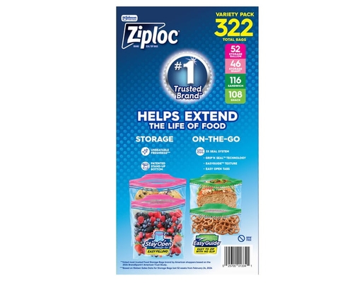 Ziploc Seal Top Bag, Variety Pack, 322-count