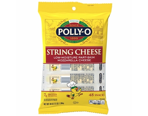 Polly-O Mozzarella String Cheese Individually Wrapped, 48 oz, 48-count