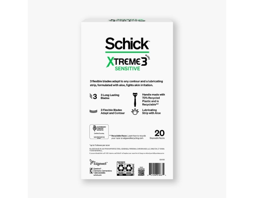 Schick Xtreme 3 Sensitive Disposable Razors for Men 20 ct