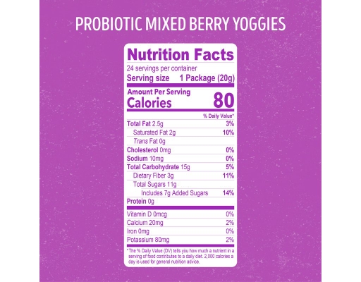 Nature's Garden Probiotic Mixed Berry Yoggies, 0.7 oz, 24 pk.
