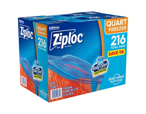 Ziploc Seal Top Bags Quart Freezer 216 ct