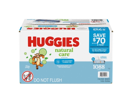 Huggies Natural Care Wipes Cucumber Green Tea 64 ct (17-pk)