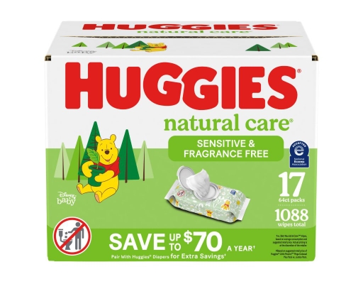 Huggies Natural Care Wipes Sensitive Fragrance Free 64 ct (1