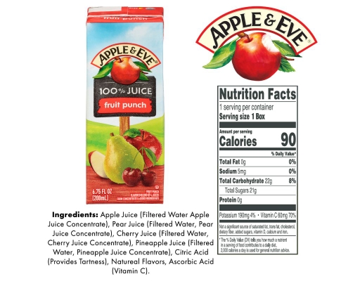 Apple & Eve 100% Juice, Variety Pack, 6.75 fl Oz, 36 ct