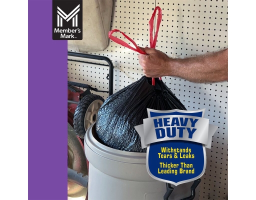Member's Mark 33-Gallon Power Flex Drawstring Trash Bags 90