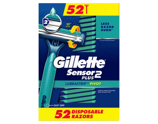 Gillette Sensor2 Plus Lubrastrip Pivot Disposable Razors 52 ct