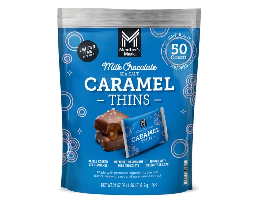 Member's Mark Milk Chocolate Sea Salt Caramel Thins, 50 ct.