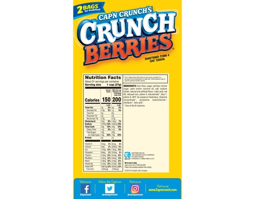 Cap'n Crunch's Crunch Berries Sweetened Corn & Oat Cereal 20 oz