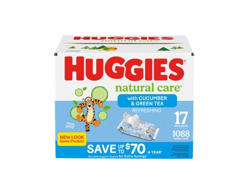 Huggies Natural Care Wipes Cucumber Green Tea 64 ct (17-pk)