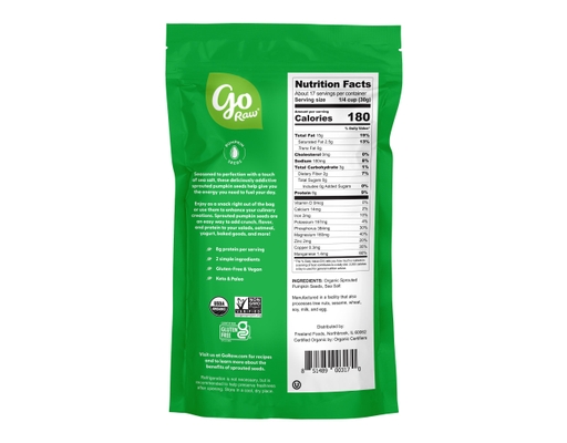 Organic Sprouted Pumpkin Seeds with Sea Salt, 18 oz Go Raw image 1