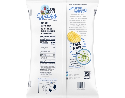 Cape Cod Waves Kettle Cooked Potato Chips Sea Salt 16 oz