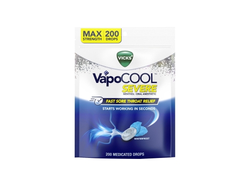 Vicks VapoCool Severe Sore Throat Relief Drops Winterfrost 200