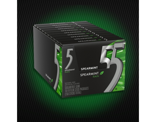 5 Sugar Free Gum Spearmint Rain 15 ct (10-pk)