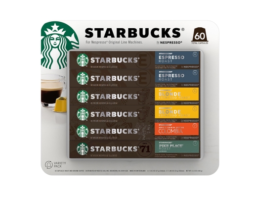 Starbucks by Nespresso Coffee Capsules Variety Pack 60 ct