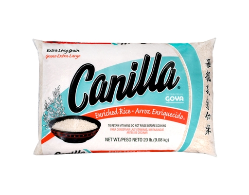 Goya Canilla Extra Long Grain Enriched Rice 20 Pound