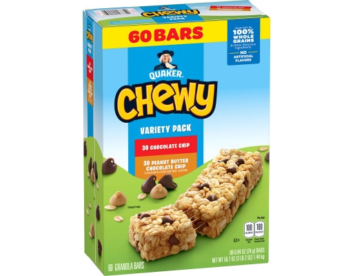 Quaker Chewy Granola Bar, Variety Pack, 60 count