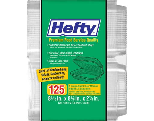 Hefty Clear Hinged Lid Plastic Container, 8
