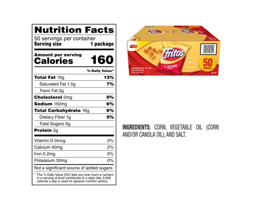 Fritos The Original Corn Chip, 1 oz., 50 pack