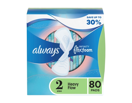 Always Infinity FlexFoam Pads Size 2 Heavy Flow 80 ct