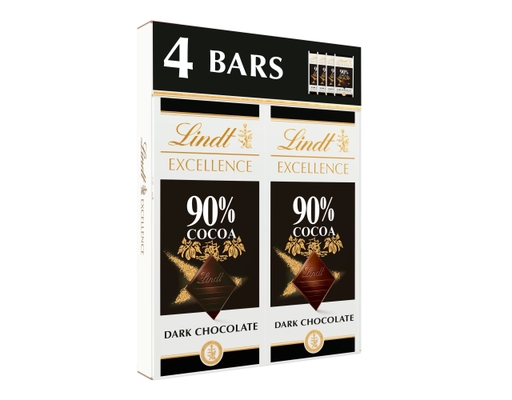 Lindt Excellence Dark Chocolate Bars 90% Cocoa 3.5 oz (4-pk)