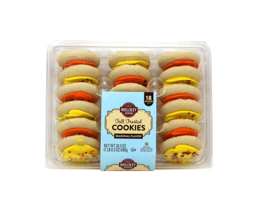 Fall Vanilla Cookie With Orange & Yellow Frosting, 18 count Wellsley Farms image 0