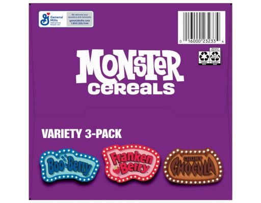 Monsters Cereal, Count Chocula, Franken Berry and Boo Berry, 3 pack
