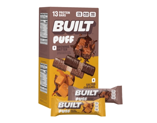 Built Puff Protein Bar, Brownie Batter & Salted Caramel, 1.41 oz., 13 count