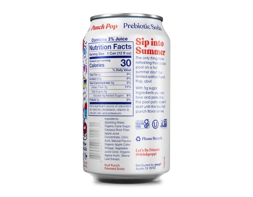 poppi Prebiotic Soda Punch Pop 12 fl. oz., 15 pack