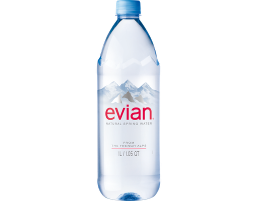 Natural Spring Water, 1 Liter, 12 count Evian image 0