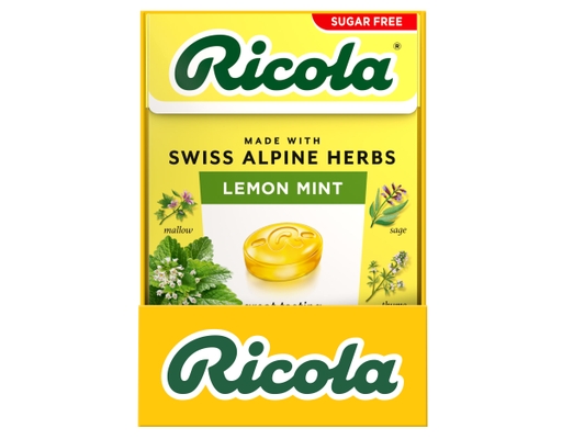 Ricola Sugar Free Lemon Mint, 10 boxes, 18 drops each