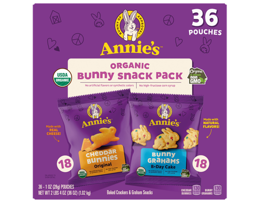 Annie's Organic Bunny Snack Pack Baked Crackers and Graham Snacks ...