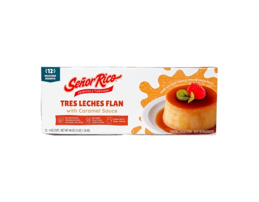 Tres Leche Flan, 4 oz., 12 pack Senor Rico image 0