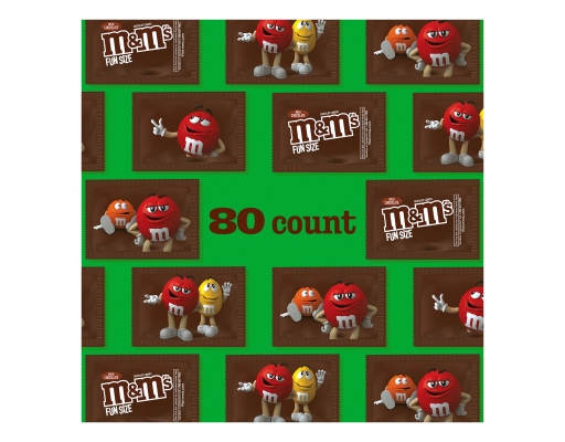M&M'S Fun Size Milk Chocolate Halloween Candy, Bulk Bag, 60 count