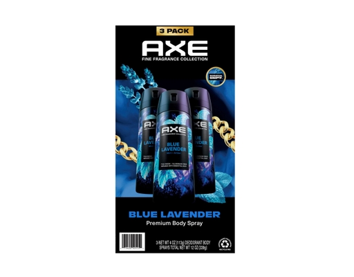 Fine Fragrance Blue Lavender Deodorant Body Spray for Men, 4 oz., 3 pack AXE image 0