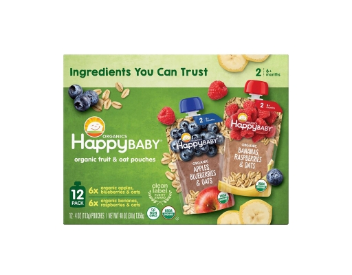 Happy Baby Organic Fruit and Oat Variety Pack, 12 count