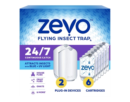 Zevo Flying Insect Trap Full Size - 2 Plug In Devices and 6 Refill ...