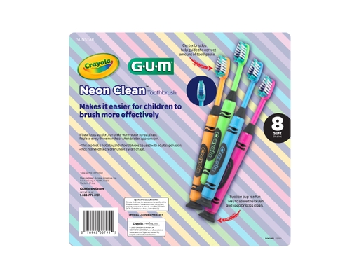 Crayola Gum Neon Clean Children's Toothbrush, Soft Bristled Kids ...
