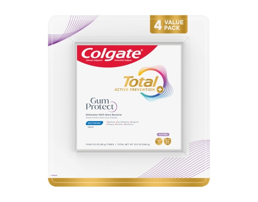 Colgate Total Gum Protect Toothpaste, Whitening, 4 pack, 3 oz.